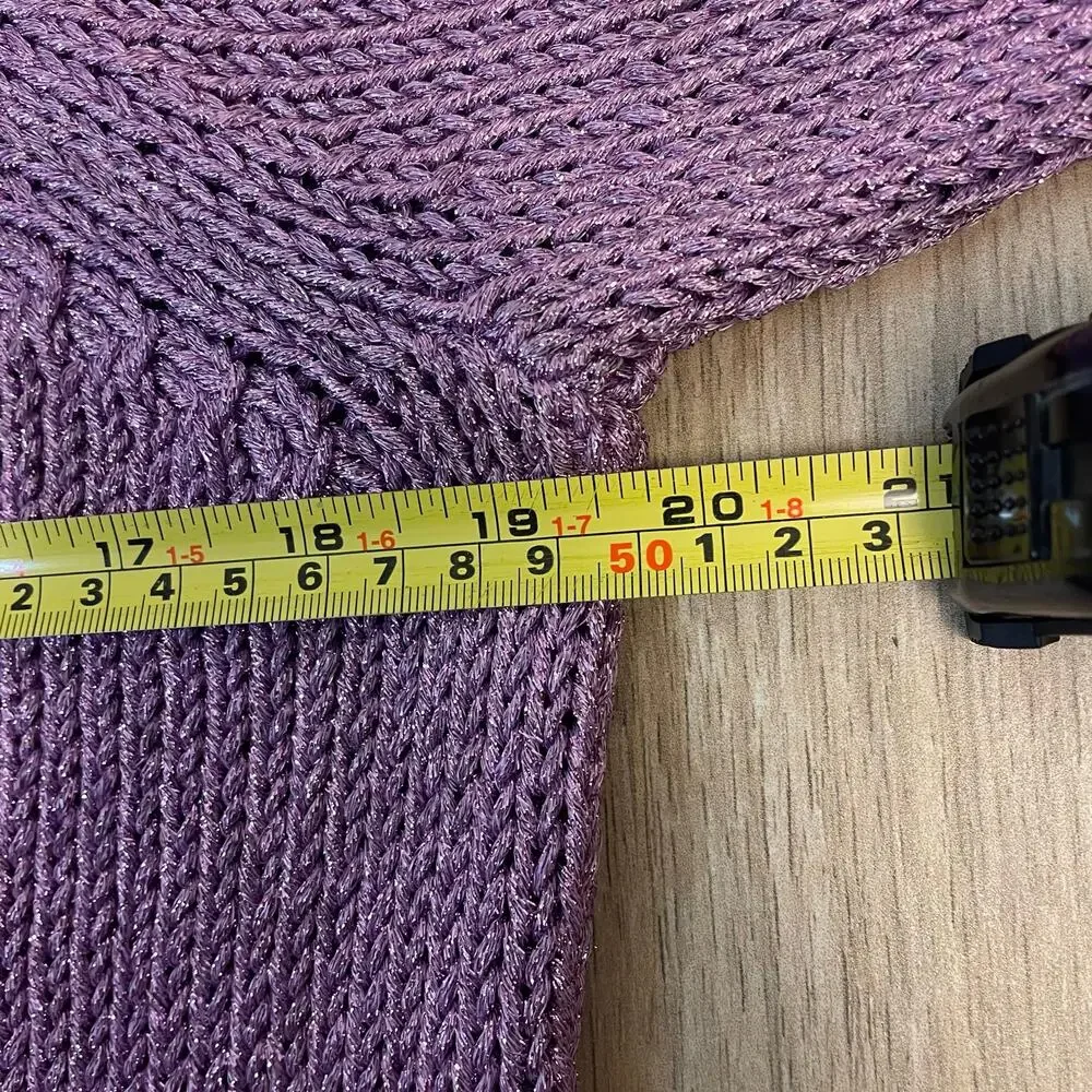 J.Crew Purple Metallic Side Slit Crewneck Sweater Womens Size S Shimmer